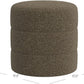 Dark Brown Boucle Round Ottoman Footrest Upholstered
