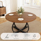 Extendable Round Dining Table Walnut Finish Modern