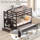 Espresso Solid wood Twin Bunk Bed With Trundle Storage