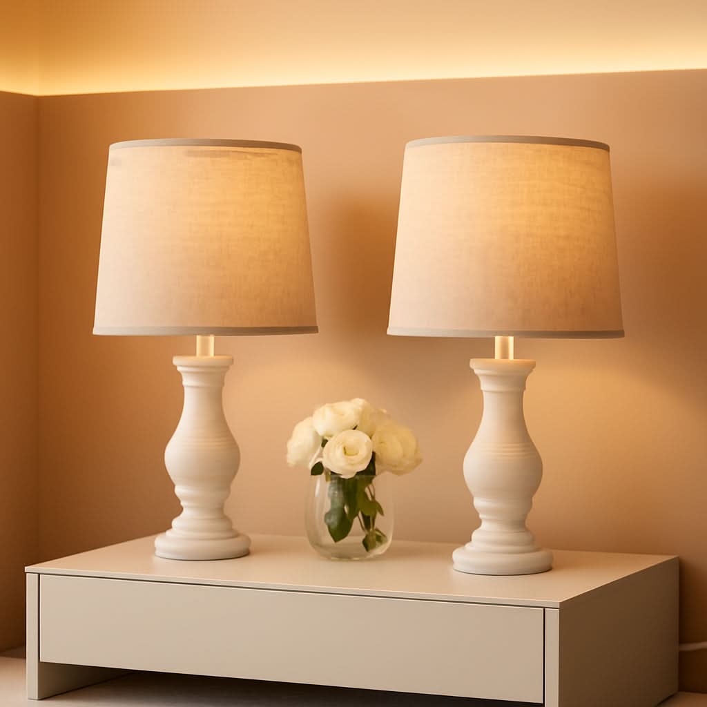 Rustic Farmhouse TwentyTwoInch Table Lamps Linen Shades