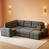 Modular Sleeper Sofa 108Inch Grey Chenille Upholstered