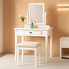 White Transitional Vanity Table and Stool Set for Bedroom