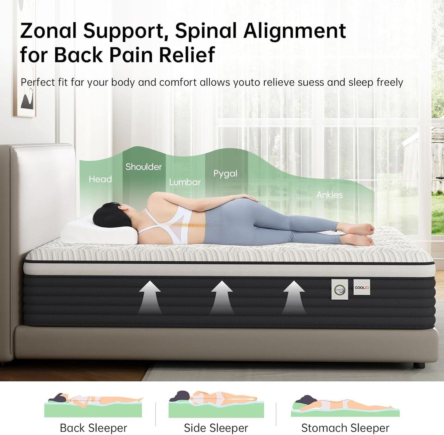 Twin Pressure Relief Memory Foam Hybrid Mattress Pocketed-1