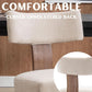 Beige Linen Fabric Upholstered Dining Chairs Curved Back