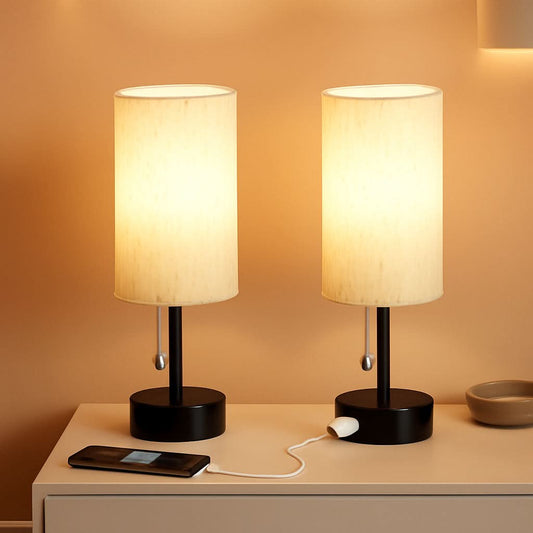 Bedside Table Lamps Set With ThreeColor Temperatures