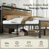 Full Size Brown Industrial Bed Frame Under bed Storage