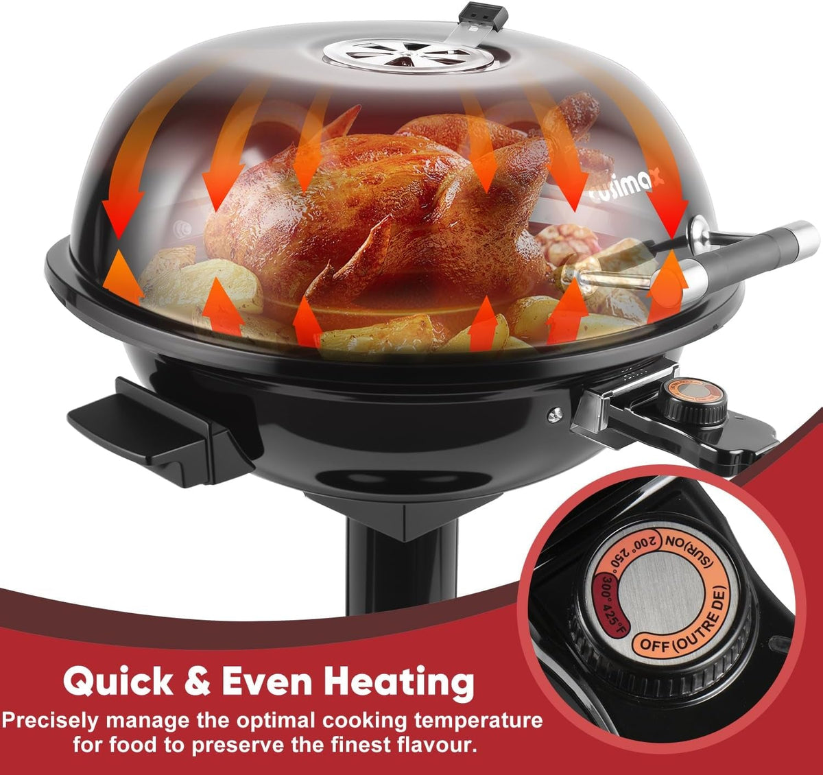 Electric Outdoor Grill 1600W Portable Weatherproof Barbecue