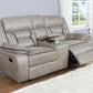 Taupe Recliner Loveseat With Center Console Manual Recline
