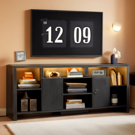 Eighty Inch TV Stand With Integrated LED Entertainment