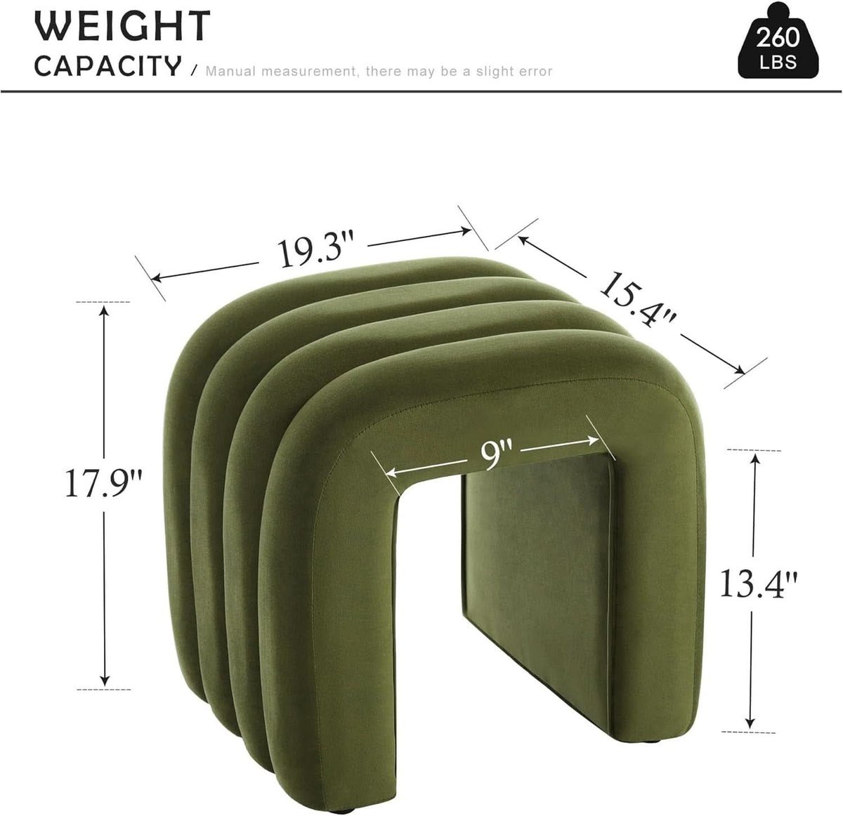 Luxurious Olive Green Velvet Small Ottoman Footstool