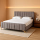 Queen Size Luxurious Grey Velvet Upholstered Platform Bed