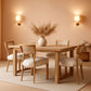 Beige Mid Century Rattan Dining Chairs Upholstered