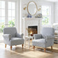 Blue Upholstered Coastal Accent Chair Nailhead Trim