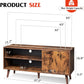 Mid Century TV Stand for 55 Inch TV Brown Wood Entertainment Center With Storage