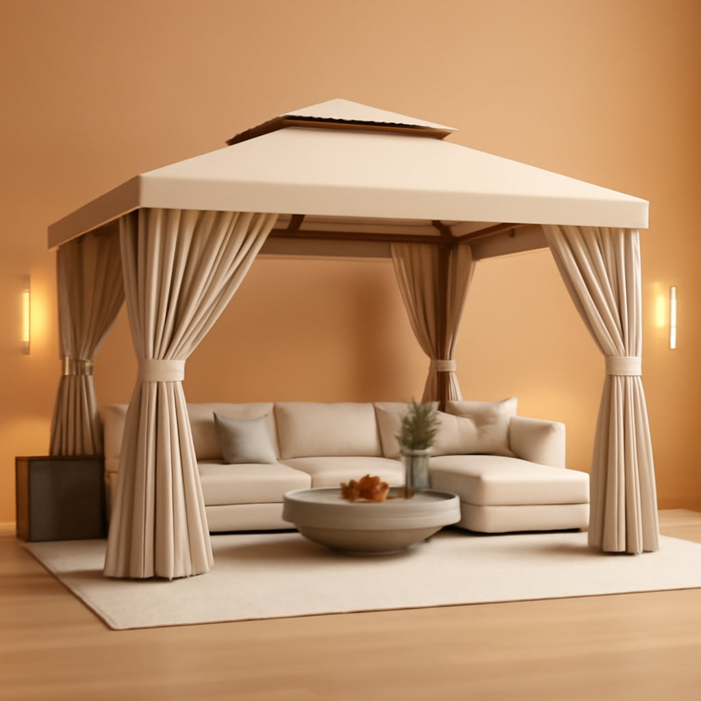 12x10ft Outdoor Gazebo Stainless Steel Frame Durable