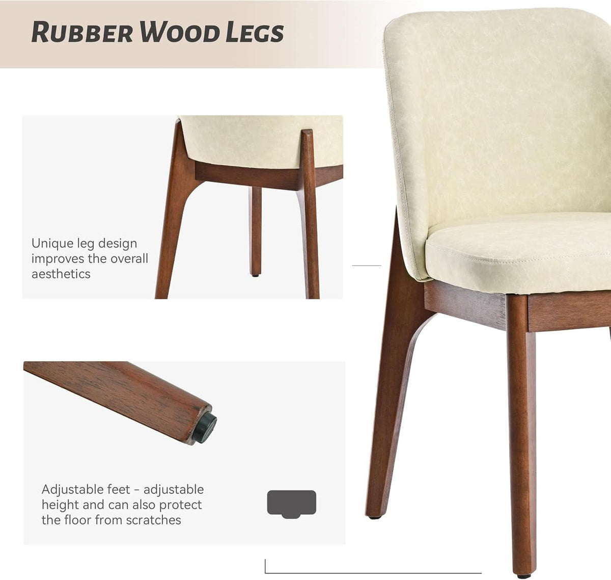 Beige Upholstered Dining Chairs With SolidWood Legs