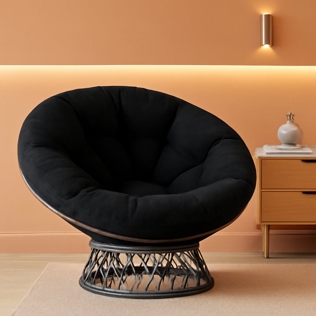 46in Papasan Chair GraphiteGrey Frame Stylish Comfort