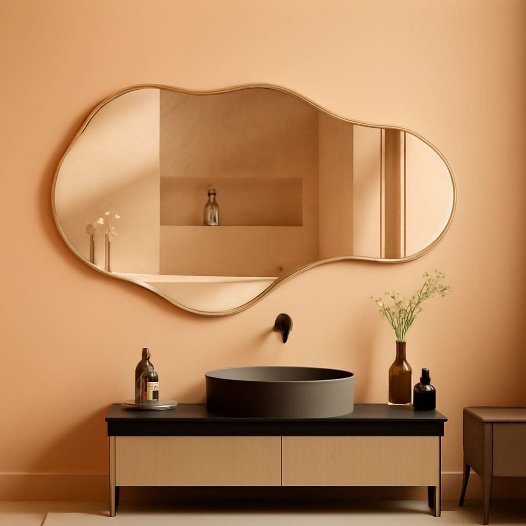22X36 Irregular Wall Mirror Gold Aluminum Decorative