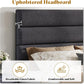 Queen Size Grey Linen Upholstered Platform Bed frame