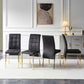 Black Velvet Dining Chairs Set of 4 with Golden Metal Legs