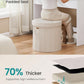 Round Folding Storage Ottoman Cappuccino Beige Velvet