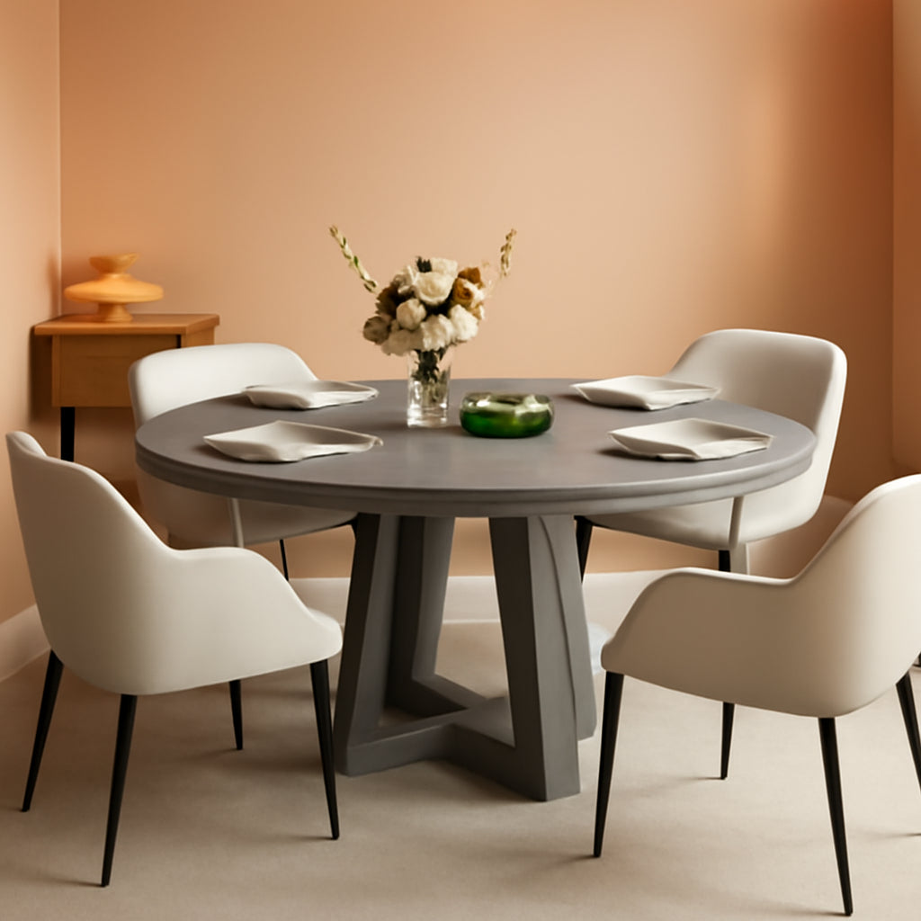 Wash Grey Farmhouse Dining Table Pedestal Base