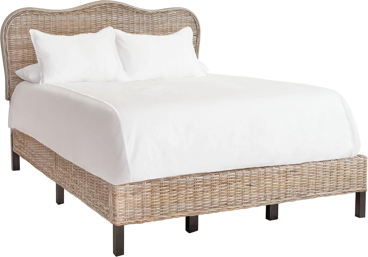 CoastalInspired Full Size Rattan Bed Headboard Grey
