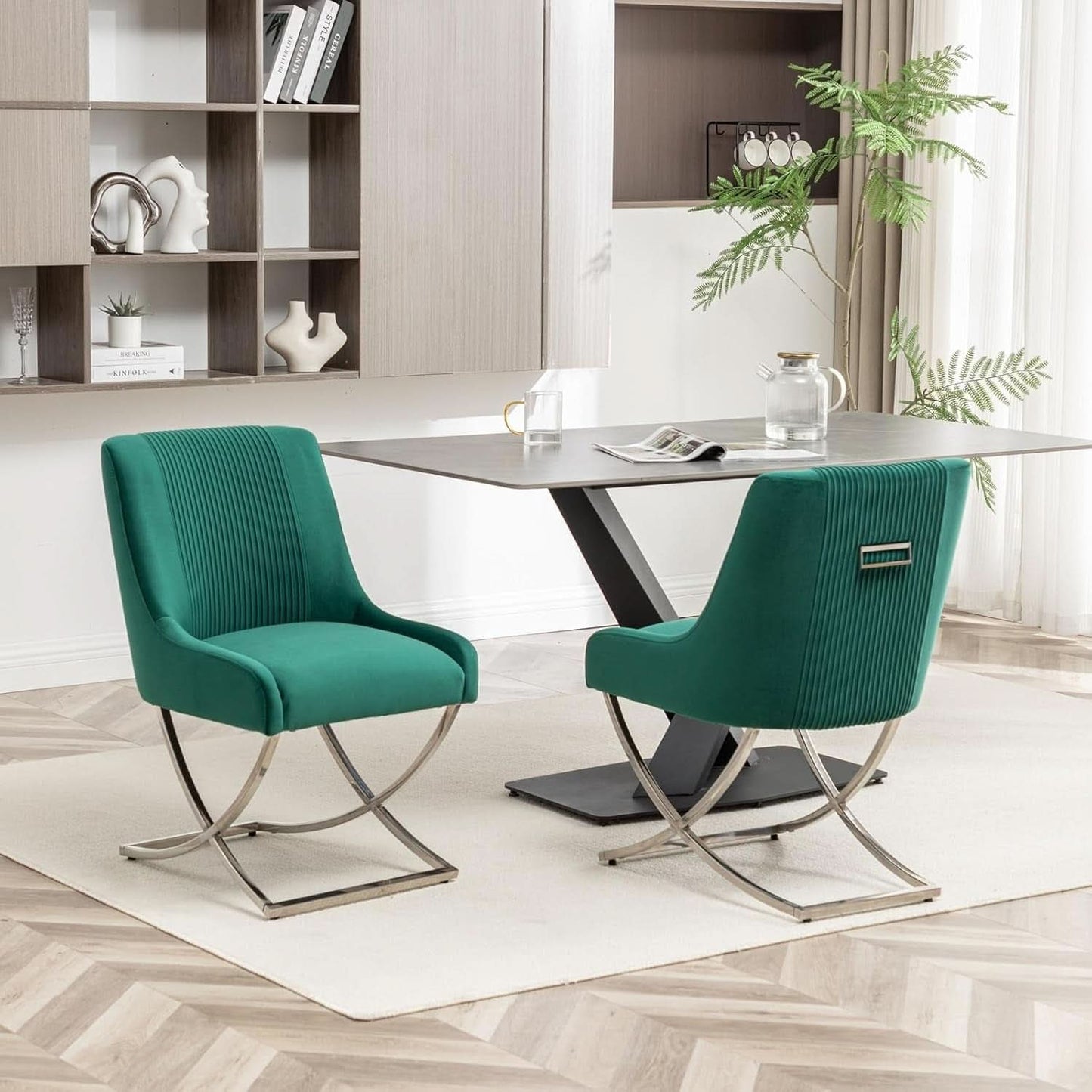 Midnight Emerald Green Tufted Dining Chairs Collection