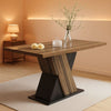 55 Inch Walnut Solid Industrial Dining Table Seats Six