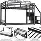 Black Twin Over Twin Metal Bunk Bed Storage Drawers