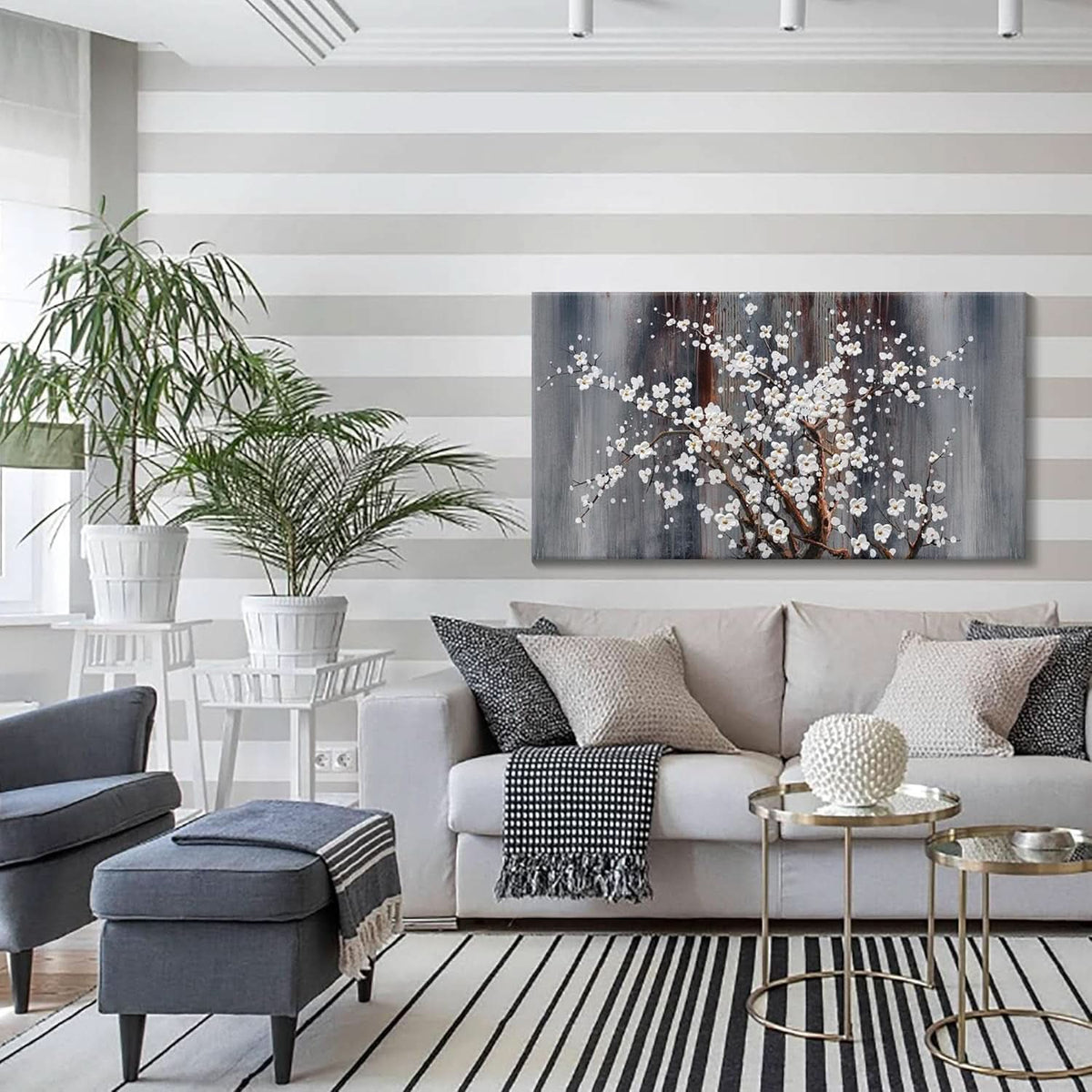 Premium Oversized Canvas Wall Art 20x40 Inches White