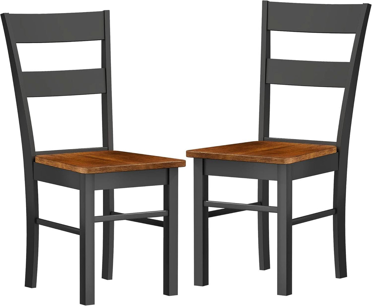 Farmhouse Dining Chairs Matte Black Finish Two Pack