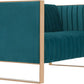 57 Inch Teal Velvet Loveseat For Living Room High Density Foam-4
