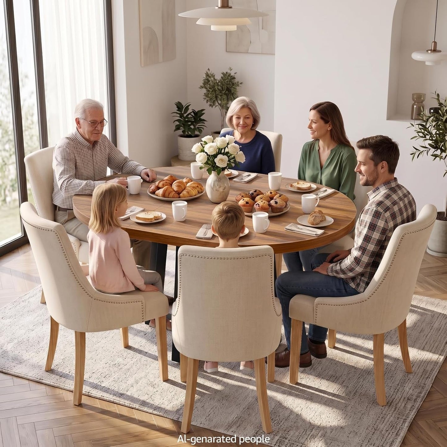 Extendable Round Walnut Dining Table Accommodates Four