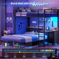 Twin Over Full Metal Bunk Bed Desk Storage LED Charging Station