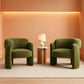 Velvet Green Barrel Armchairs Set Of 2 For Living Room Decor
