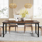 Tribesigns Brown Industrial Dining Table Metal Legs