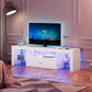 LED TV Stand Sixty Five Inch Premium White Outlets With Storage