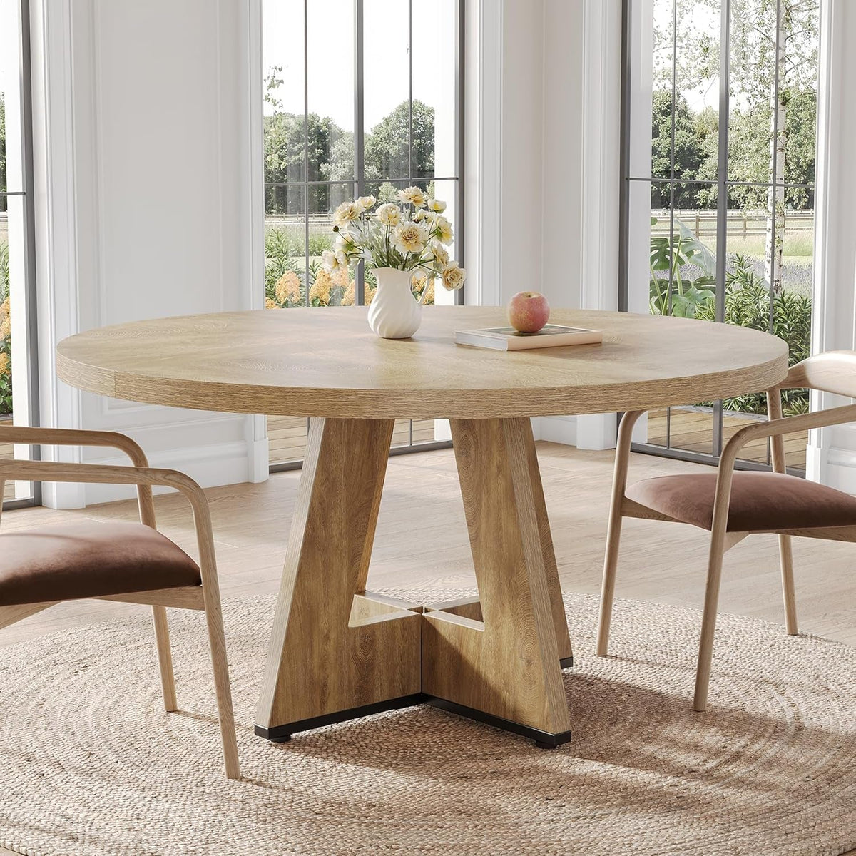 Premium Quality Oak Circular Dining Table Pedestal