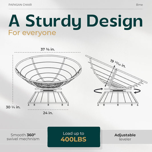 40 Inch Ergonomic Papasan Chair Cushioned Comfortably
