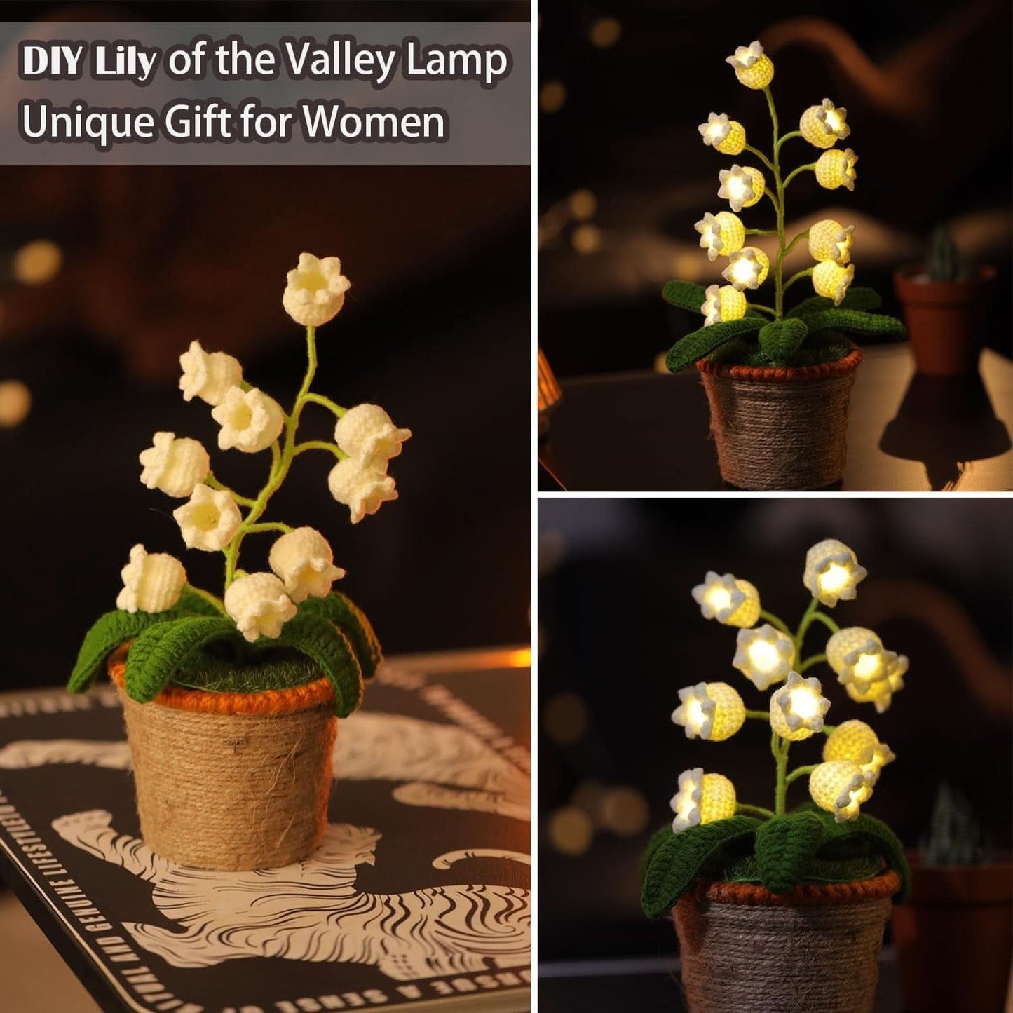 Cordless White Lily Of Valley Night light Desk Table Lamp-2