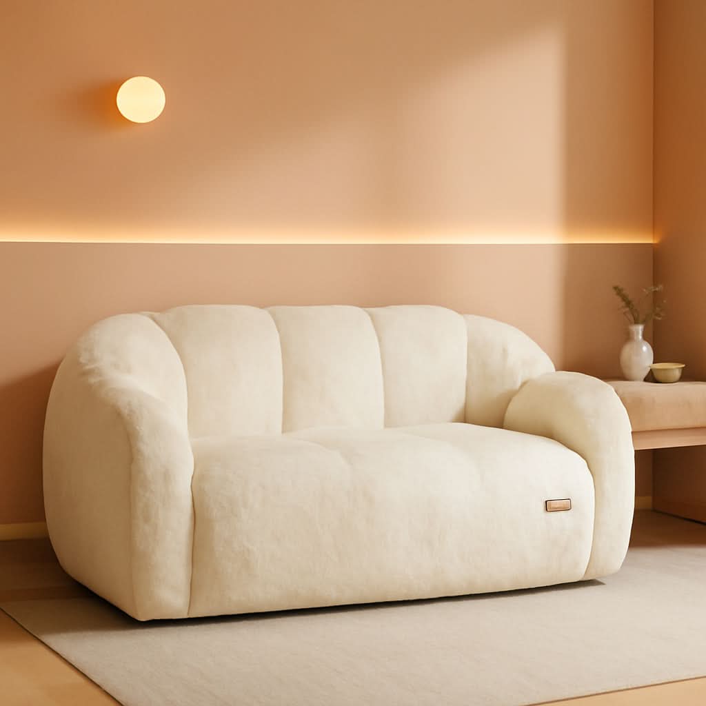 Beige Floral Shaped Bean Bag Sofa For Adults Living Room
