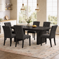 71 Inch Black Farmhouse Dining Table Set with 6 Tufted Upholstered Chairs