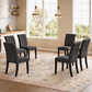 71 Inch Black Farmhouse Dining Table Set with 6 Tufted Upholstered Chairs