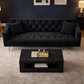 71" Black Velvet Futon Sofa Bed with 35" Storage Coffee Table 2-Piece Living Room Set-2