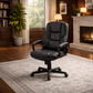 65 Inch Black Computer Desk with Storage Shelves, 3 Drawer File Cabinet and Office Chair Set