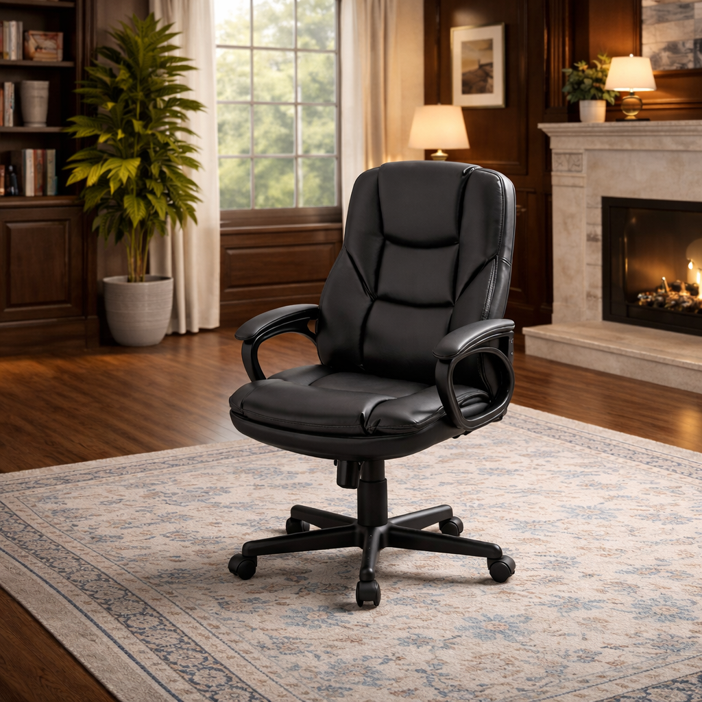 65 Inch Black Computer Desk with Storage Shelves, 3 Drawer File Cabinet and Office Chair Set