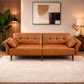 Mid Century Futon Sofa Bed with Walnut Coffee Table Living Room Set