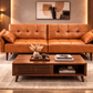Mid Century Futon Sofa Bed with Walnut Coffee Table Living Room Set