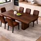 78 Inch Walnut Fluted Dining Table with 6 PU Leather Nailhead Dining Chairs Set